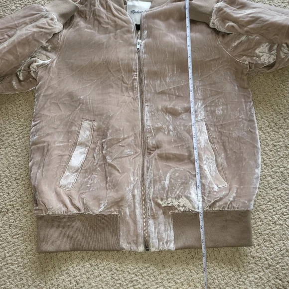Women's Tan Velvet Bomber Jacket NWOT Size XXS - Picture 14 of 15